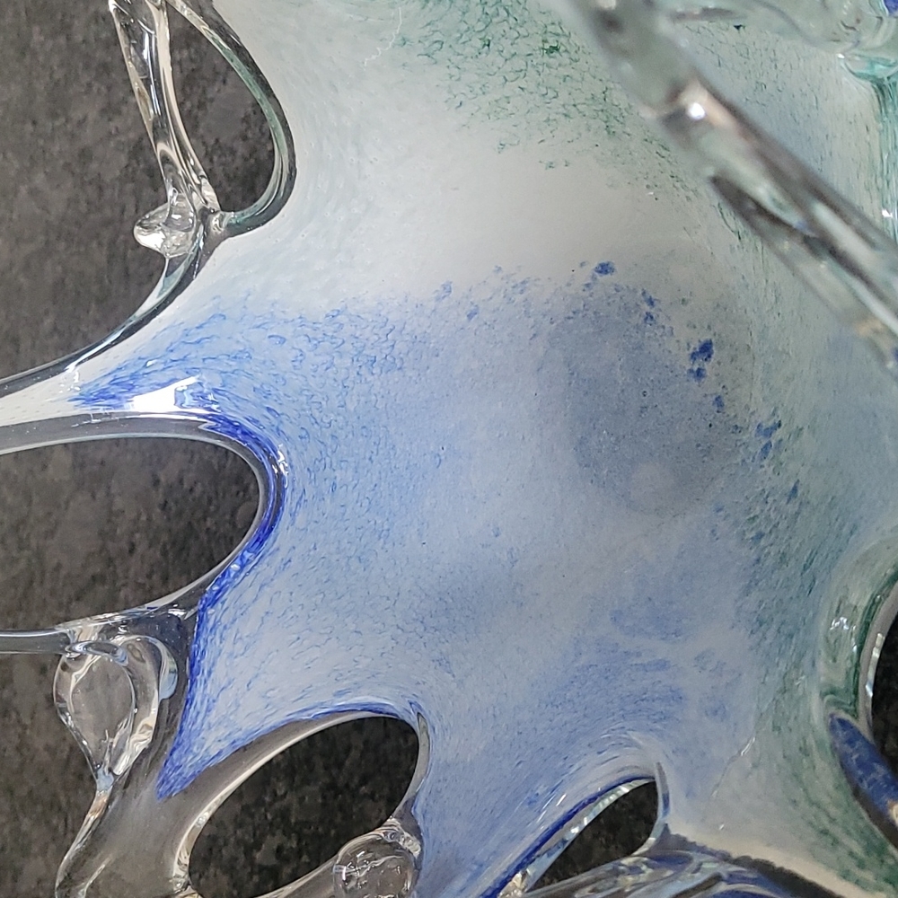 Murano Blue and Green Pulled Glass Tentacles Bowl - Picture 5 of 10